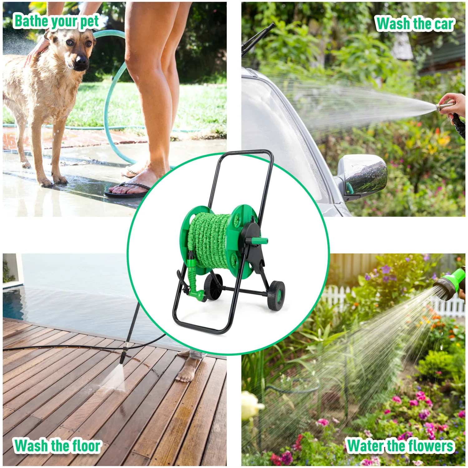 Gardening Tools Rack - Carretel de Armazenamento de Mangueira de