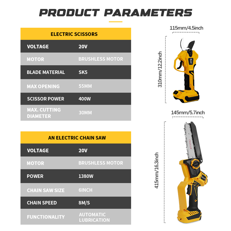 Sem escova 6 Polegada motosser - Gardening Tools Basic avaliação e preço